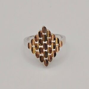 Diamond‎ Shaped Gold and Silver Tone Ring Size 8 Jewelry